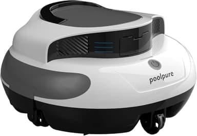POOLPURE White Pool Vacuum Cleaner, 5000mah battery, cordless Robotic Pool Cleaner, automatic parking, LED indicators, IPX8 waterproof, ideal for Flat pools 90 m²