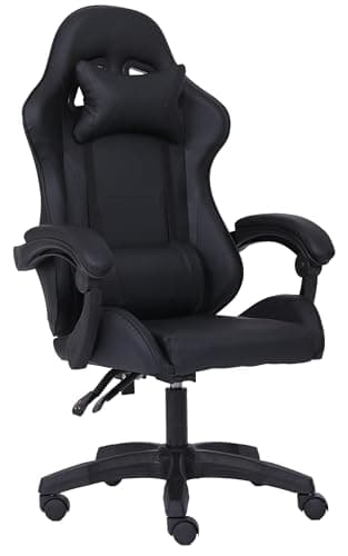 Millhouse Sport Desk Chair, Adjustable Office Gaming Racing Chair with Lumbar and Head Pillow, X3577 - Black-Blk