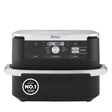 Ninja Foodi FlexDrawer Air Fryer, Dual Zone with Removable Divider, Large 10.4L Drawer, 7-in-1, Air-Fryer Uses No Oil, Air Fry, Roast, Bake, Max Crisp, Non-Stick Dishwasher Safe Parts, Black AF500UK