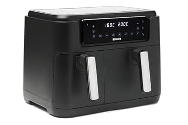 Haden 9.5l Dual Air Fryer - Preheat And 12 Preset Cooking Functions, Sync Finish And Match Cook Technology – Multi-cooking Air Fryer For Healthy Oil-free Meals, 2400w, Black