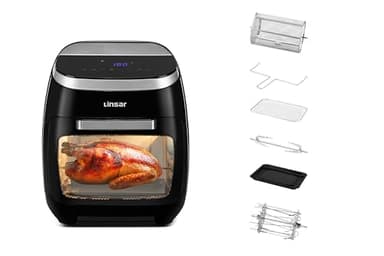 Linsar - Air Fryer Oven with Rotisserie - 11l Mini Oven - Airfryer with Digital LED Display - Rotisserie Rack and Kebab Stick - Adjustable Temperature up to 200°C - 8 pre-programmed Settings - 2000W