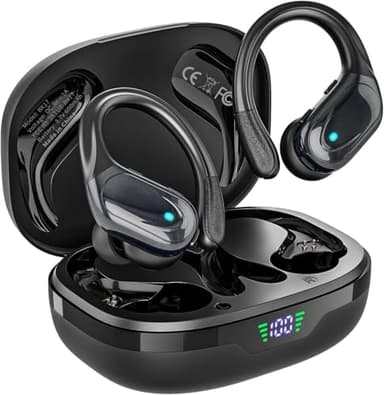 HAOYUYAN Wireless Earbuds, Sports Bluetooth Headphones, 80Hrs Playtime Ear Buds with LED Power Display, Noise Canceling Headset, IPX7 Waterproof Earphones for Workout/Running