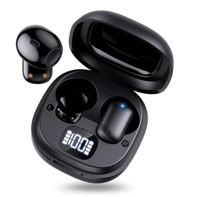 Wireless Earbuds Bluetooth Headphones [Ultra Clear Call], Noise Cancelling Ear Buds Protable HiFi Stereo Bass Volume Control 50H Dual LED Display for iPhone/Samsung/Xiaomi/Kindle/Switch 1 2