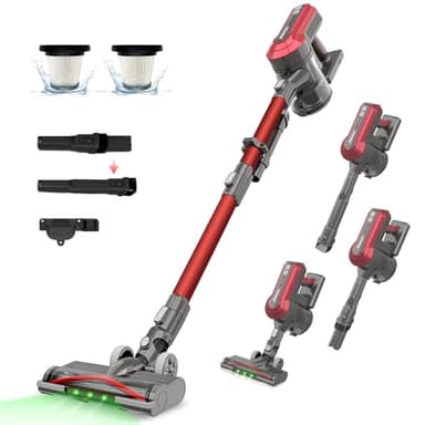 Akitas V10A Cordless Vacuum Cleaner 450W BLDC Motor 45kPa Suction 60min Runtime Lightweight Stick & Handheld LED Power Brush with Green Light Tangle-Free Ideal for Carpet Hard Floors & Pet Hair