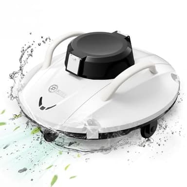 DKIEI Automatic Pool Cleaners, 5000mAh Cordless Robotic Pool Vacuum for Ground/In-ground Pools, 180mins Runtime, Self-parking, Slope and Waterline Cleaning, Powerful Suction Pool Clean, White