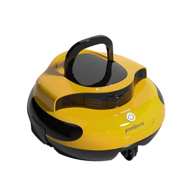 POOLPURE 2025 New Pool Robot, 100 Minutes Cleaning Time, Dual Motor, LED Indicators, Self-Parking Function, IPX8 Waterproof, Wireless Pool Vacuum with Battery, Yellow