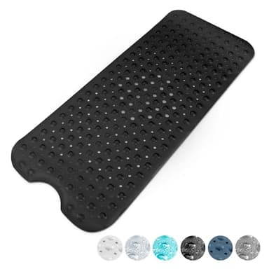 KEPLIN Premium Non-Slip Bath Mat - 200 Suction Cups, BPA, Latex Free, Mildew Resistant, Machine Washable - Safe, Durable & Comfortable for Shower Runner & Bathroom Tubs Extra Long (40x100cm) - Black