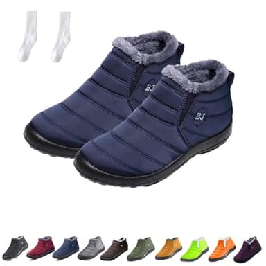 Women's Waterproof Orthopedic Warm Boots, Winter Anti-Slip Fur Lined Slip On Snow Shoes Outdoor (Dark Blue, Adult, Women, 5, Numeric, UK Footwear Size System, Medium)