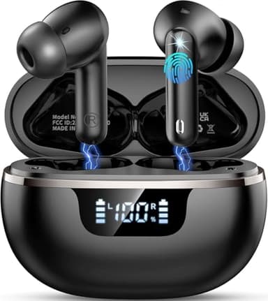 2026 Wireless Earbuds, Bluetooth 5.4 Headphones HiFi Stereo, 50H Playtime Ear buds with 4 ENC Noise Cancelling Mics, In Ear Earphones Deep Bass, IP7 Waterproof Earbuds with LED Display, Fast Charging