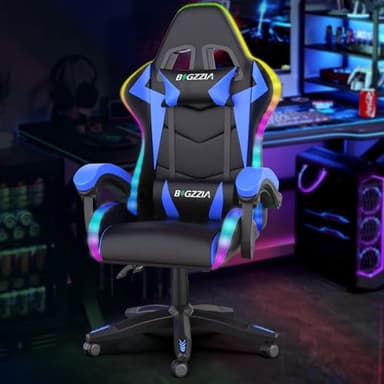 Ergonomic Gaming Chair with LED Lights for Adults (With Led Light, Blue)