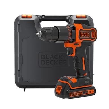 BLACK+DECKER 18V Hammer Drill with Battery, Charger, and Kitbox, BCD700S1K-GB