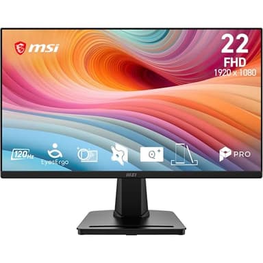MSI PRO MP225 E12VL 22-Inch FHD Computer Monitor, 1920x1080 VA, 144Hz, 1ms, Adaptive-Sync, Eye care, HDMI 1.4b, Tilt Adjustable, Vesa Mount, Black