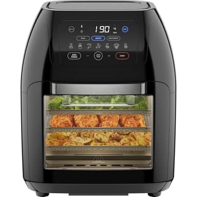 CHEFMAN 5 in 1 Air Fryer Oven with Rotisserie, 10L 1800W, 17 Presets Air Fry, Dehydrator, Roast, Bake, Family Size Large Air Fryer with Auto Shutoff and View Window, Black