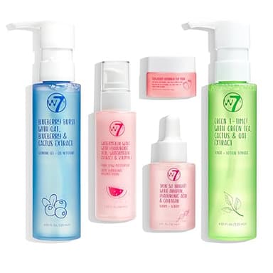 W7 Self Care Skincare Set | Face Cleanser, Toner, Serum, Moisturiser & Lip Mask | Complete Daily Face Routine | Full Size, Long Lasting Products to Use at Home