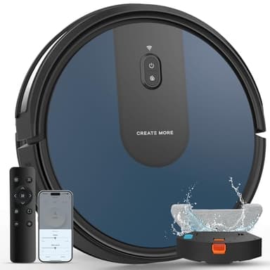 eitton Robot Vacuum Cleaner with Mop, 3-in-1 Robotic Vacuums, 5000Pa Strong Suction, Auto Recharging,Long Running Time, Timing Function, App/WiFi/Voice/Remote for Hard Floor and Pet Hair