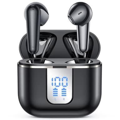 Mosyxe Wireless Earbuds Headphones, Bluetooth 5.3 Wireless Earphones with 4 HD Mic HiFi Stereo and IPX7 Waterproof，48H Playtime Earbuds Bluetooth, Dual LED Display Travel/Business Communication​