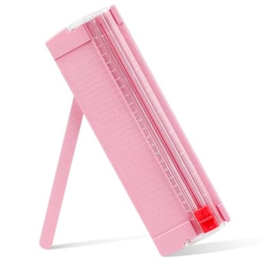 Mini Paper Cutter,Paper Trimmer Guillotine A4 A5 with Automatic Security Safeguard for Paper Label Card, Craft Paper and Photos (Pink)