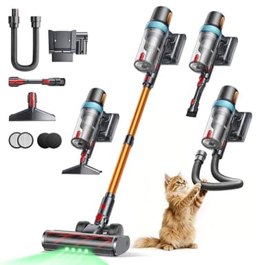 Cordless Vacuum Cleaner, 600W 50KPA Stick Vacuum with Touch Screen & 3.3ft Flexible Hose, Up to 65 Mins Runtime, Self-Standing, Auto Mode, Lightweight Vacuums for Hardwood Floor Carpet Pet Hair