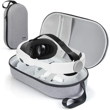 Pulchra VR Headset Carrying Case Fits Meta Quest 3/2, Oculus Quest 3/2, PICO 4/4Pro Accessories, Large Hard VR Bag, Head Strap/Touch Controllers/Adapter Travel Home Storagae Cases, Gray