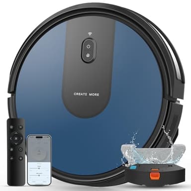 eitton Robot Vacuum Cleaner with Mop, 3-in-1 Robotic Vacuums, 5000Pa Strong Suction, Auto Recharging,Long Running Time, Timing Function, App/WiFi/Voice/Remote for Hard Floor and Pet Hair