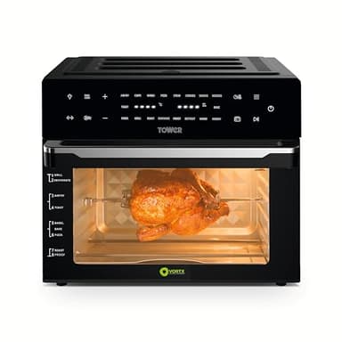 Tower Vortx Platinum Xpress Digital Air Fryer Oven with Vizion Viewing Window, 18 Cooking Options, 2 Hour Timer, 1800W, Black, T17122