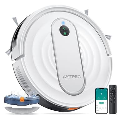 Airzeen Robot Vacuum and Mop, 4 in 1 4000Pa Strong Suction Robotic Vacuums, Self-Charging, APP/Remote/Alexa Control for Home Pet Hair Hard Floor Carpet, Schedule, Quiet, J10