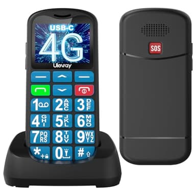 Tosaju 4G Feature Phone Unlocked Senior Mobile Phone Big Button Phone for Elderly Simple Basic Unlocked Sim Free Easy to Use Feature Mobile Phone LCD Display SOS Button 1000 mAh Battery