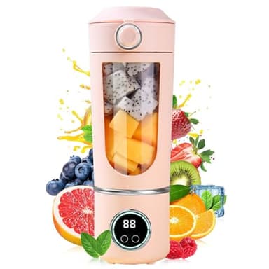 Portable Juicer Blender, 700ml USB Rechargeable Personal Blender for Shakes and Smoothies with 12 Blades and Extra Lid, Portable Fruit Veggie Juicer Maker for Gym, Office, Traveling