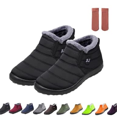 Women's Waterproof Orthopedic Warm Boots – Anti-Slip Fur Lined Winter Snow Boots for Outdoor Walking, Slip-On Shoes for Women & Men (Black,6)