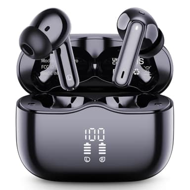 Wireless Earbuds, Bluetooth 5.4 Headphones in Ear 3D Bass Stereo Sound, 40H Wireless Earphones with 4 ENC Noise Cancelling Mic, IP7 Waterproof Bluetooth Earbuds LED, AI-Enhanced Calls for Android iOS