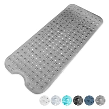 KEPLIN Premium Non-Slip Bath Mat - 200 Suction Cups, BPA, Latex Free, Mildew Resistant, Machine Washable -Safe, Durable & Comfortable for Shower Runner & Bathroom Tubs Extra Long (40x100cm) - Grey