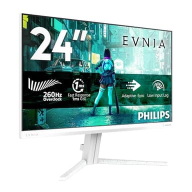 Philips Evnia Gaming Monitor 24M2N3201PL 24 inch FHD, 260Hz, Fast IPS Panel, 1ms GtG, Adaptive Sync, HDR10, G-Sync Compatible (1920x1080 HDMI 1x 2.0 DP 1x 1.4) White
