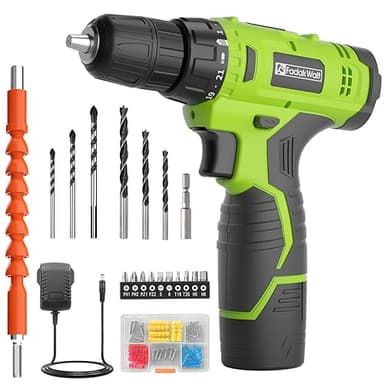 FADAKWALT 12V CordlessDrill, Battery Power Drill Drivers, 3/8” inch Keyless Chuck, Electric Screwdriver Kit, 21+1 Torque Setting, Combi Drill with Li-Ion Battery and Charger