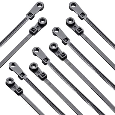 100 Pcs Zip Ties with Screw Hole - 7.8 Inch Black Zip Tie Screw Mount, Multipurpose Heavy Duty Nylon Zip Tie Mountable Head Cable Ties Straps for Cable Cord Management for Indoor Outdoor Home Office