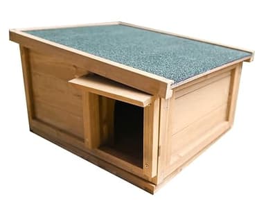 Unibos | Luxury Hedgehog House | Hedgehog Feeding Station | Hedgehog Hibernation Shelter | Hedgehogs Wooden Houses | Safe & Secure Predator Proof | Pitched Roof | Waterproof | 45x41x26.2cm