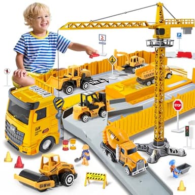 Naxudcoo Construction Toys For 3-7 Year Old Boys Girls: Construction Truck Toy Set Toddler Car Toy - Crane Excavator Digger Trucks, Construction Vehicle Toys For 3 4 5 6 7 Year Old Boys Girls Gifts